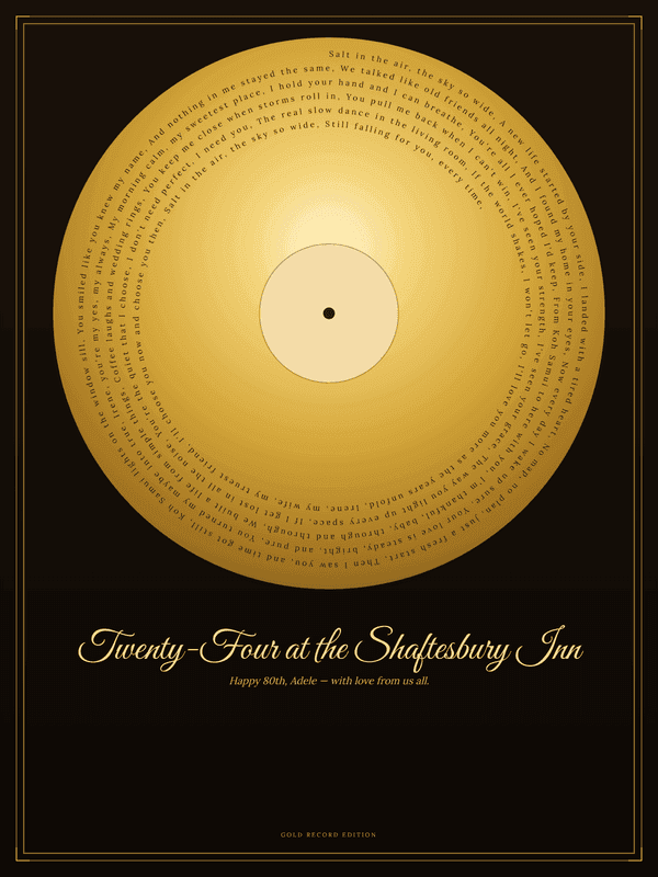 Gold Edition lyric wall art example